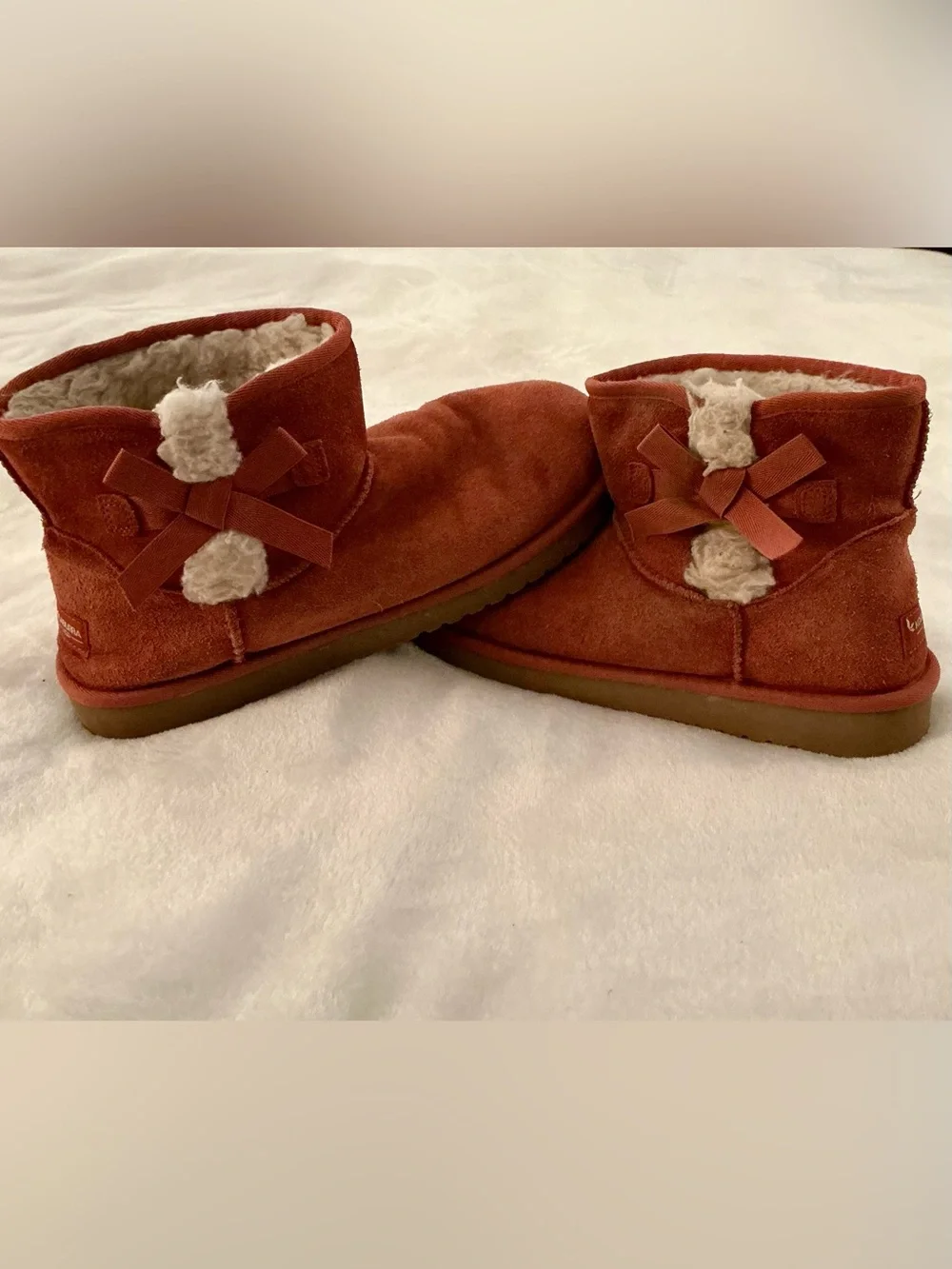 UGG Koolaburra Suede Ankle Boots Red Sand with Bow Size 10 / 41